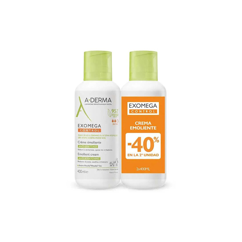 aderma exomega control crema emoliente duplo 2x400ml